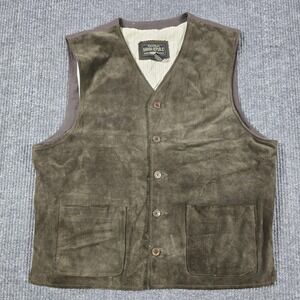 Banana Republic Vest Mens Large Brown‎ Suede Leather Western Outdoors Pockets
